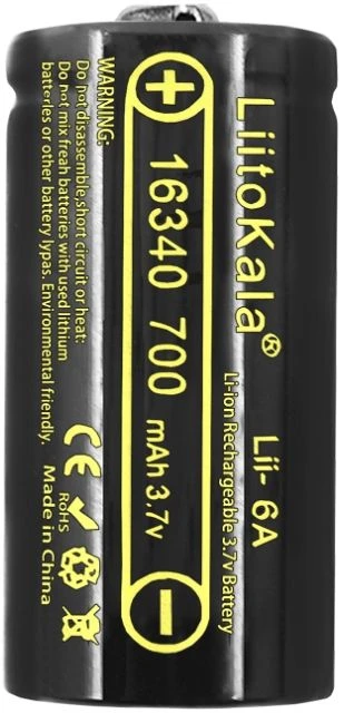 Акумулятор тип 16340 LiitoKala 700mAh 3.7V (Lii-16A (CR123A))