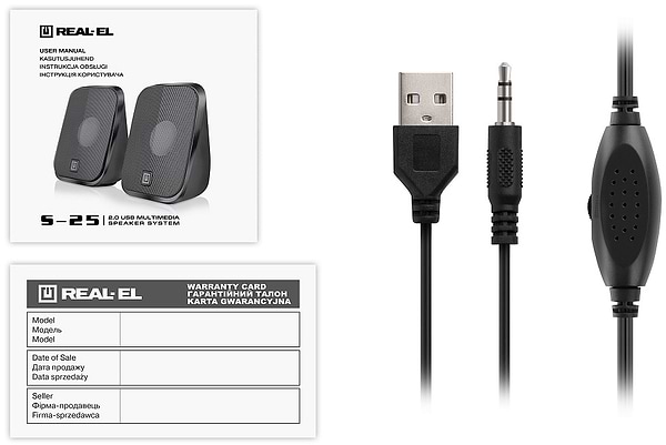 Фото - Комп'ютерна акустика компактна 2.0 REAL-EL S-25 Black (EL121100022)