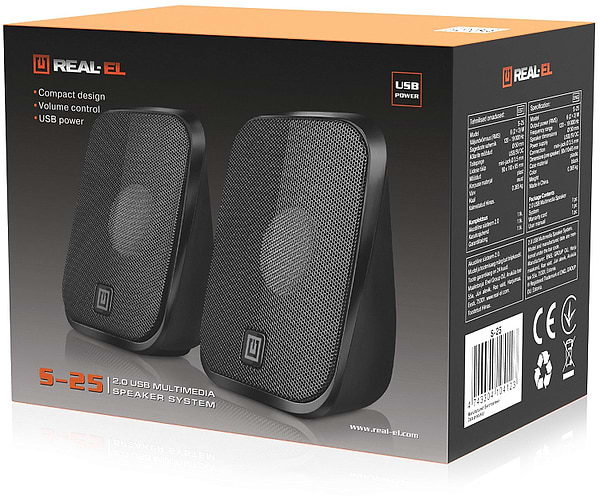 Фото - Комп'ютерна акустика компактна 2.0 REAL-EL S-25 Black (EL121100022)