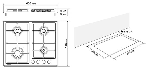 Фото - Варочная панель газовая ELEYUS ALEXA 60 BL CF
