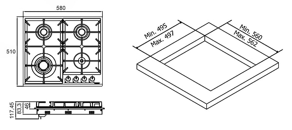 Фото - Варильна поверхня газова ELEYUS ALMERA 60 BL CTF