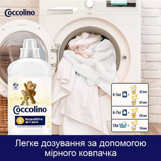 Фото - Ополаскиватель для белья Coccolino Sensitive & Care Almond & Cashmere Balm 1.275 л