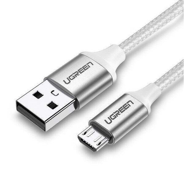 Кабель синхронізації даних UGREEN US290 USB - Micro USB Cable Aluminum Braid 1m White (60151)