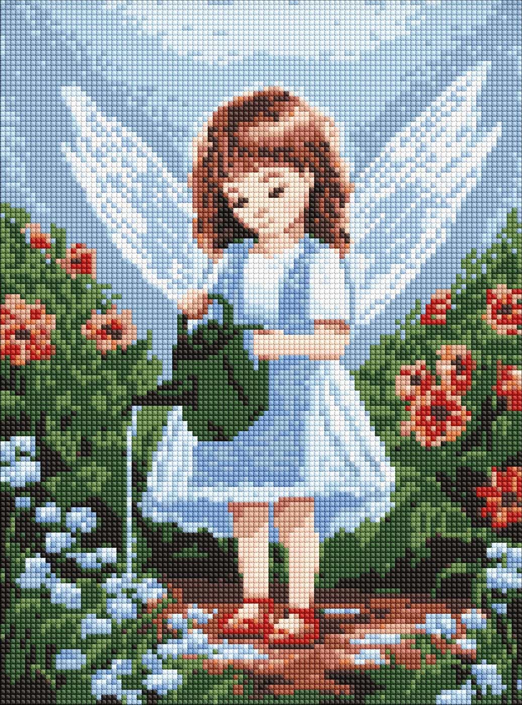 Алмазний живопис Ideyka Янголятко в саду 30х40 см (AMC20191)