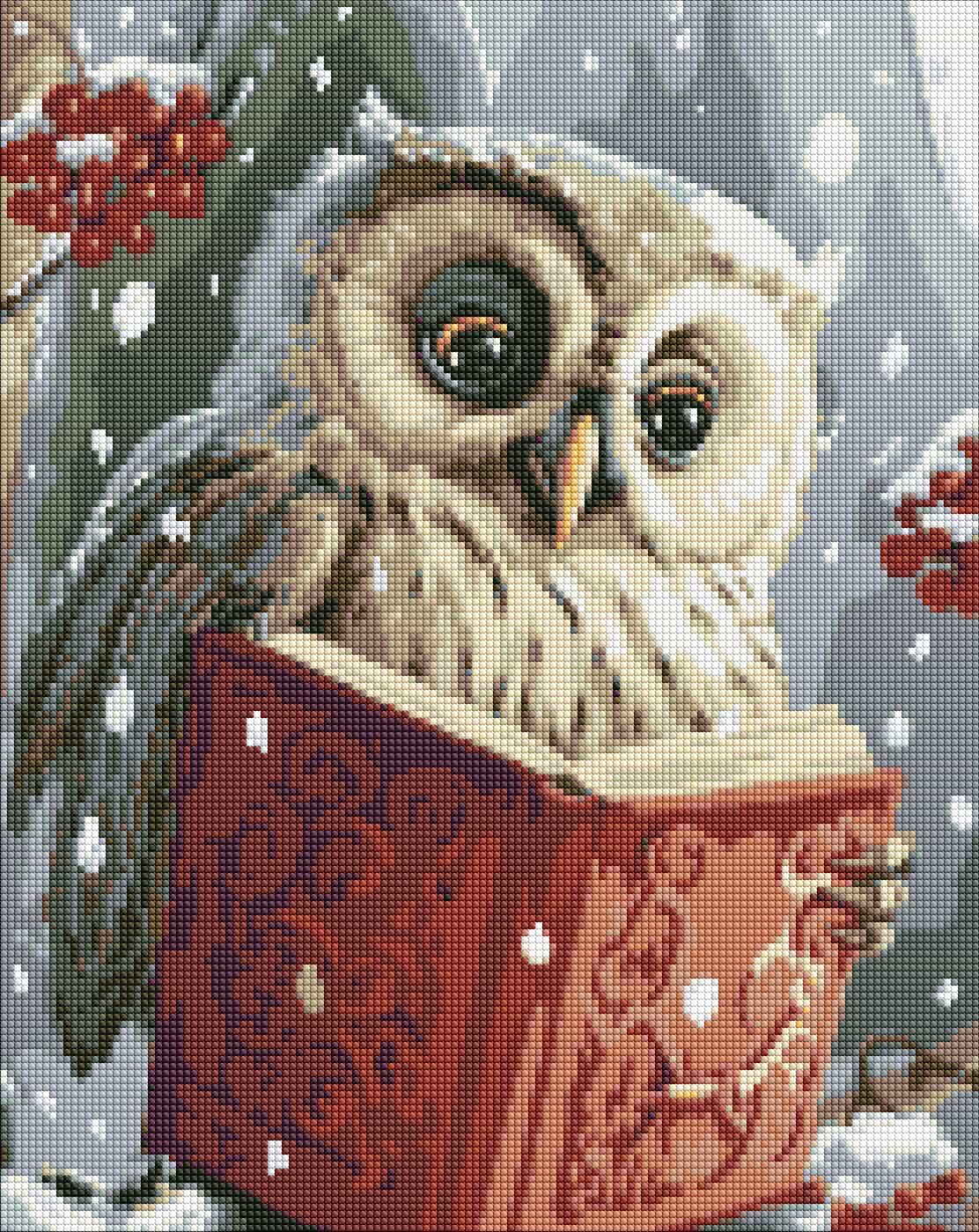 Алмазная живопись Ideyka Умная совушка с АВ стразами 40х50 см (AMO7816)