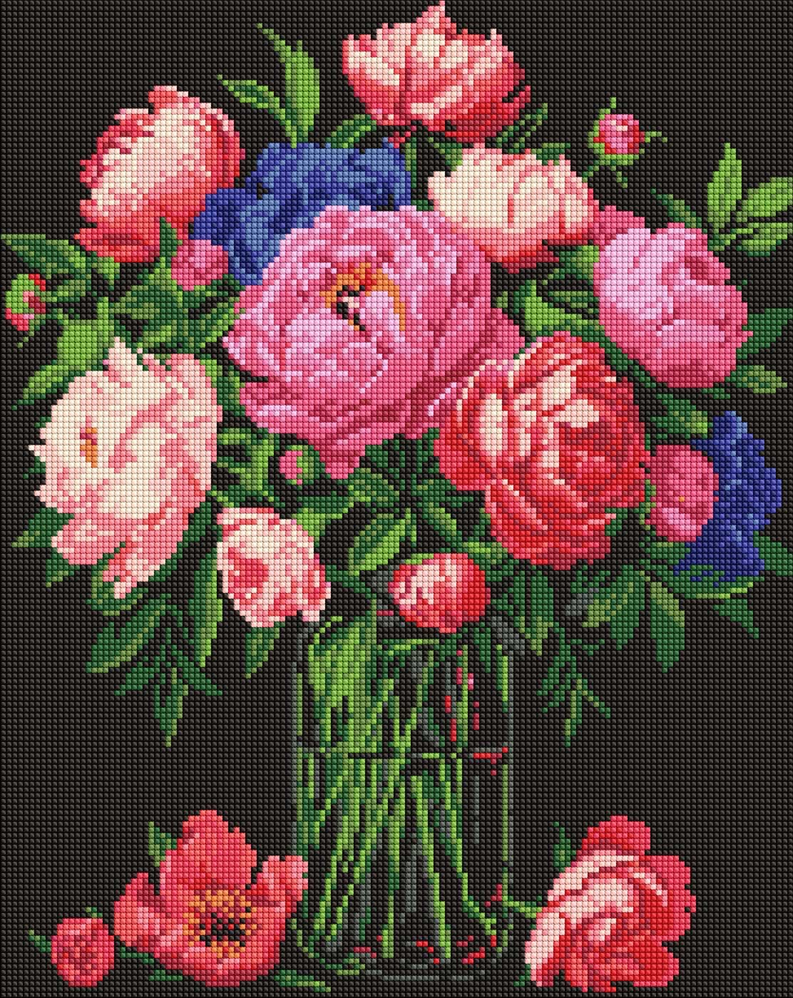 Алмазний живопис Ideyka Розкіш півоній 40х50 см (AMO8007)