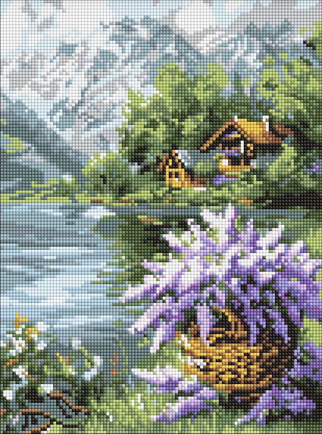 Алмазная живопись Ideyka Сиреневая корзина 30х40 см (AMO8098)