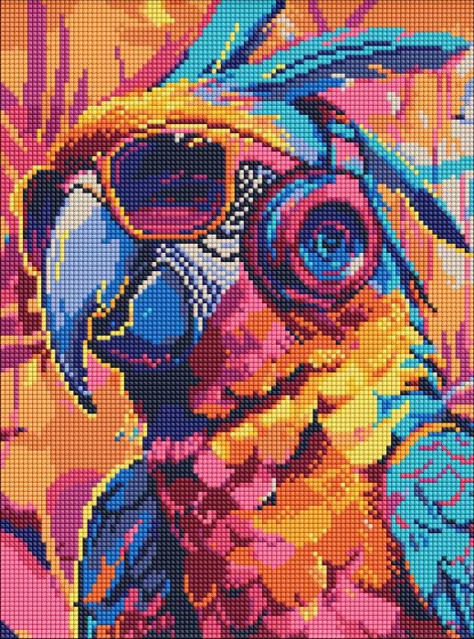 Алмазная живопись Ideyka "Стильный попугай" 30х40 см (AMO8112)