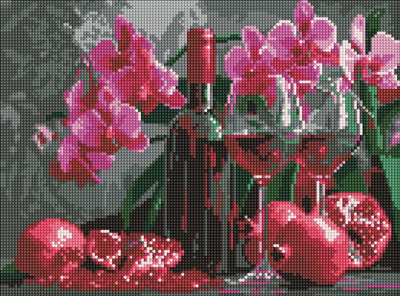 Алмазная живопись Ideyka Вино и орхидеи 30х40 см (AMO8118)