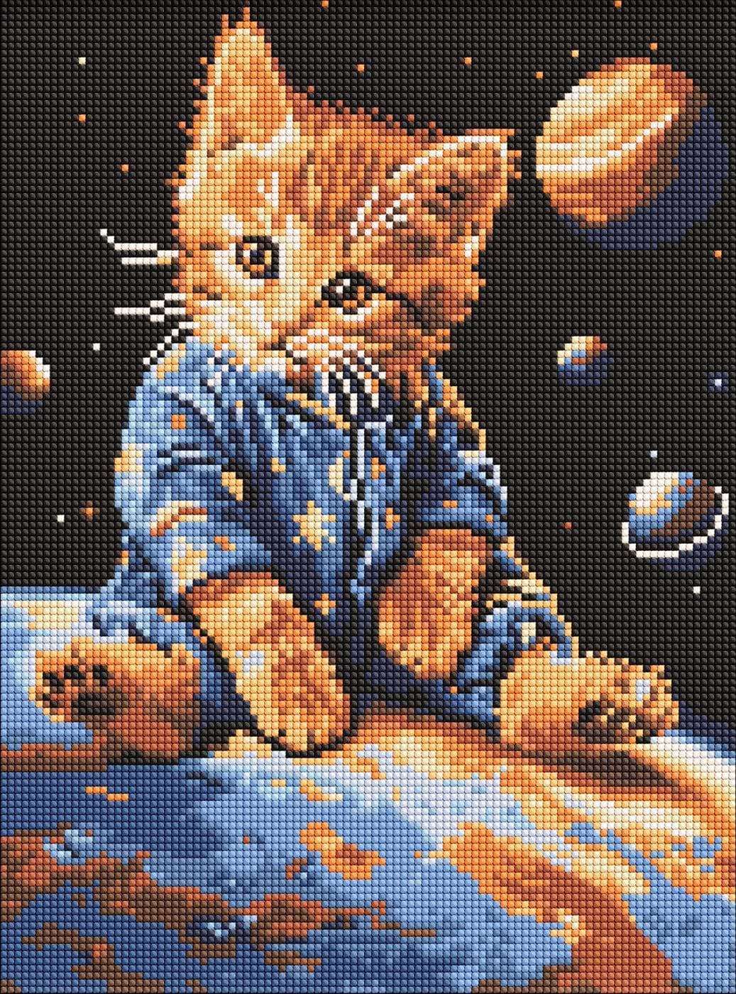 Алмазная живопись Ideyka Звездный котик 30x40 см (AMO8167)