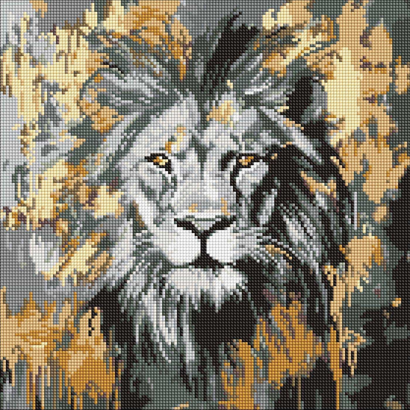 Алмазная живопись Ideyka Золотой Лев 40х40 см (AMO8259)