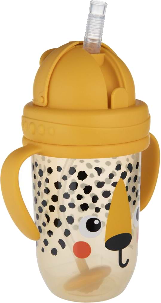 Фото - Поїльник-непроливайка дитячий Canpol babies з трубочкою і обтяжувачем270 мл BabiesBoo - гепард (56/617_ora)