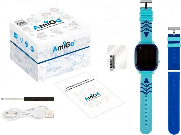 Фото - Уцінка - Дитячий годинник AmiGo GO005 4G WIFI Thermometer Blue #