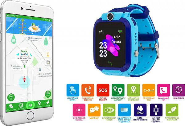 Фото - Дитячий годинник AmiGo GO002 Swimming Camera WIFI Blue