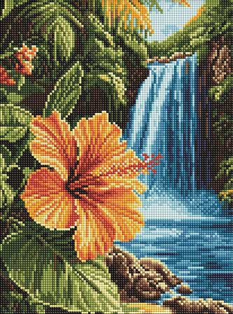 Фото - Алмазний живопис Ideyka Тропічний водоспад 30х40 см (AMO8227)