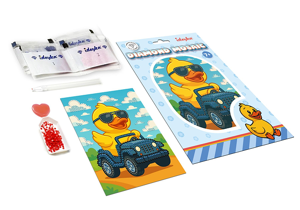 Фото - Алмазний живопис Ideyka Качка на машині 15x20 см (AMV1207)