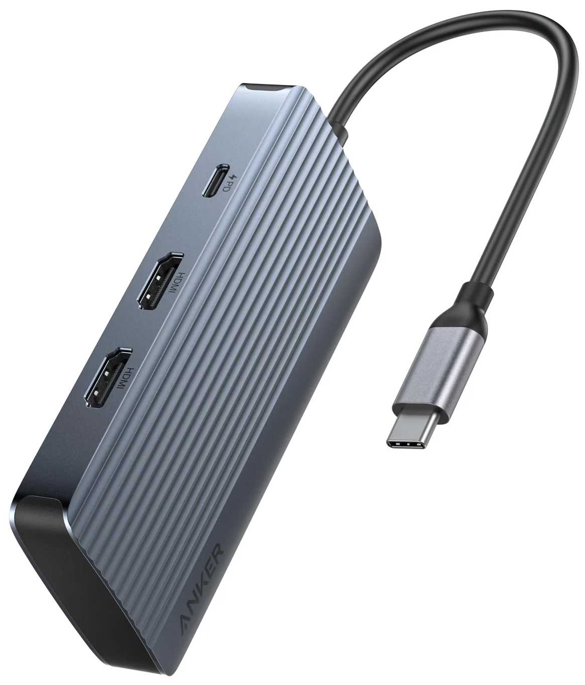 Хаб USB Anker USB-C Hub 7-in-1 PD in 100W, 2xHDMI, 4xUSB-A Black (A83740A2)