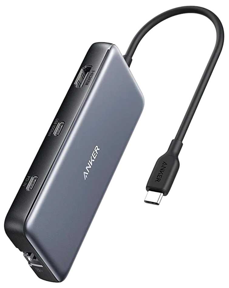 Хаб USB Anker PowerExpand 8-in-1 - PD in 100W/HDMI/2xUSB-A/USB-C 10Gbps/LAN/SD Black (A83830A2)
