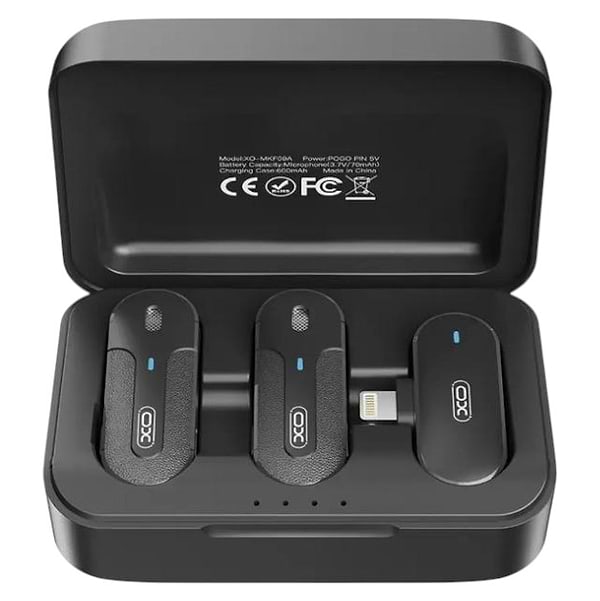 Фото - Мікрофон для смартфона XO 2 шт. з зарядним кейсом MKF09B Lightning Black (XO-MKF09B-IP)
