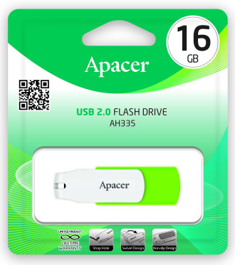 Фото - Флеш USB Apacer AH335 16GB USB 2.0 Green/White (AP16GAH335G-1)