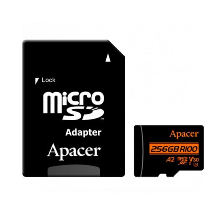 Карта пам'яті Apacer microSDXC 256GB UHS-I/U3 Class 10 (AP256GMCSX10U8-R) + SD адаптер