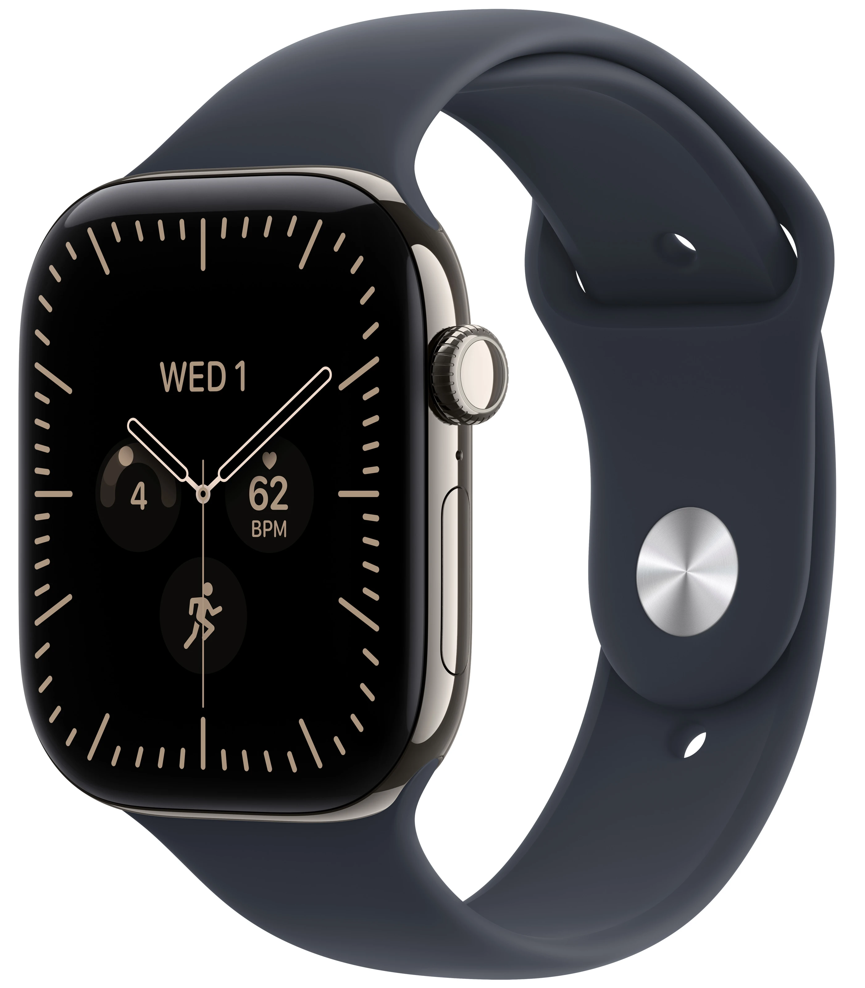 Смарт-часы Apple Watch Series 12 GPS + eSIM 46mm Natural Titanium Case with Navy Blue Sport Band - M/L