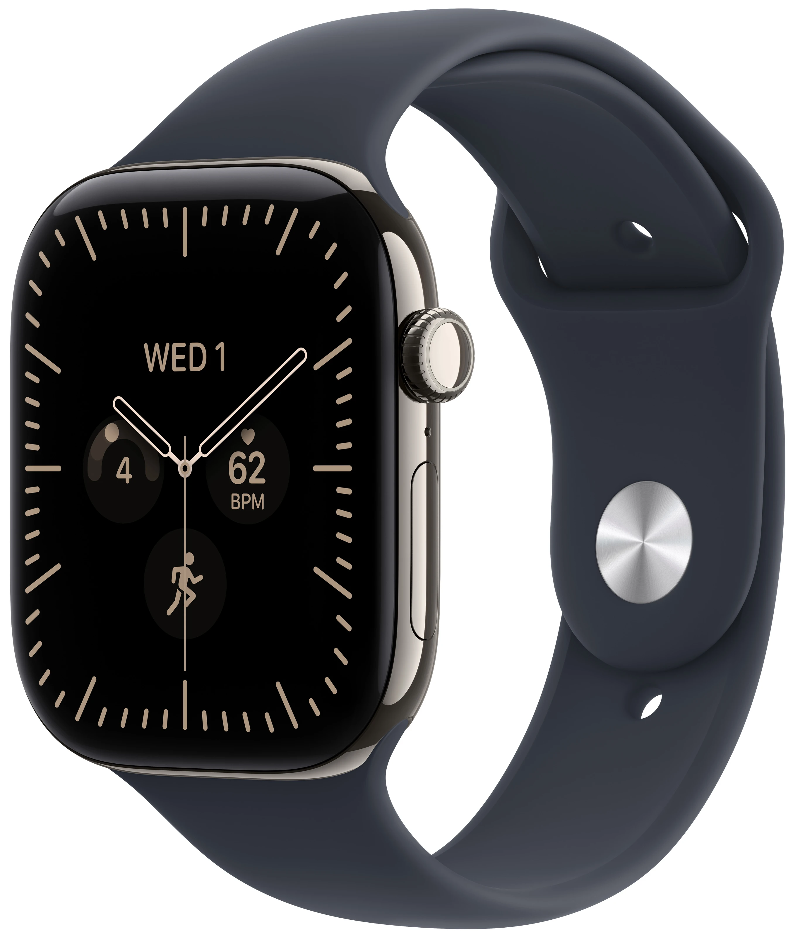 Смарт-часы Apple Watch Series 12 GPS + eSIM 46mm Natural Titanium Case with Navy Blue Sport Band - S/M