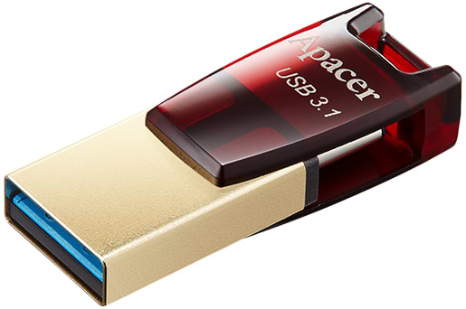 Флеш USB Apacer AH180 64GB USB 3.1 Dual Type-C Red (AP64GAH180R-1) - Фото 1