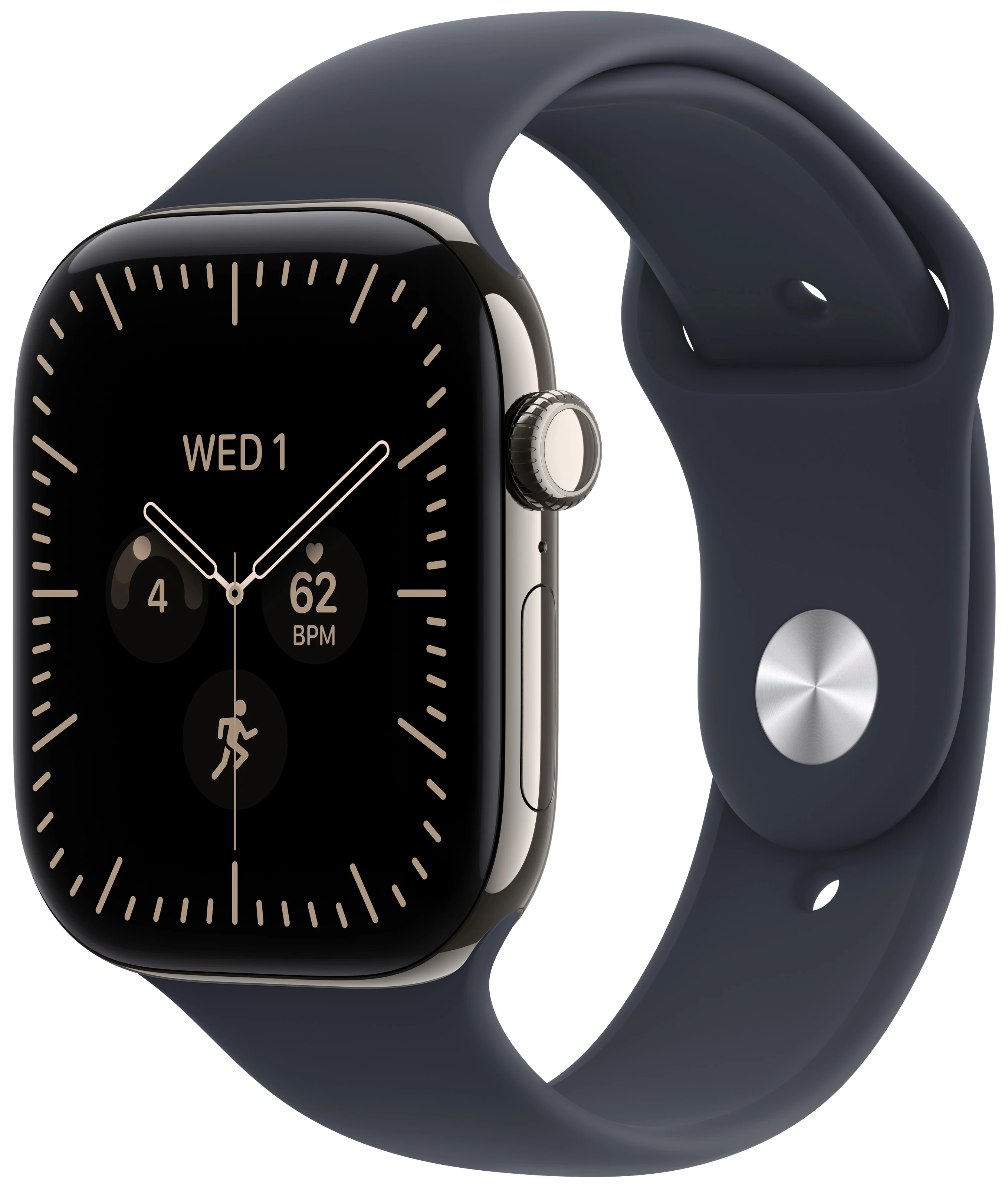 Смарт-годинник Apple Watch Series 12 GPS + eSIM 42mm Natural Titanium Case with Navy Blue Sport Band - M/L