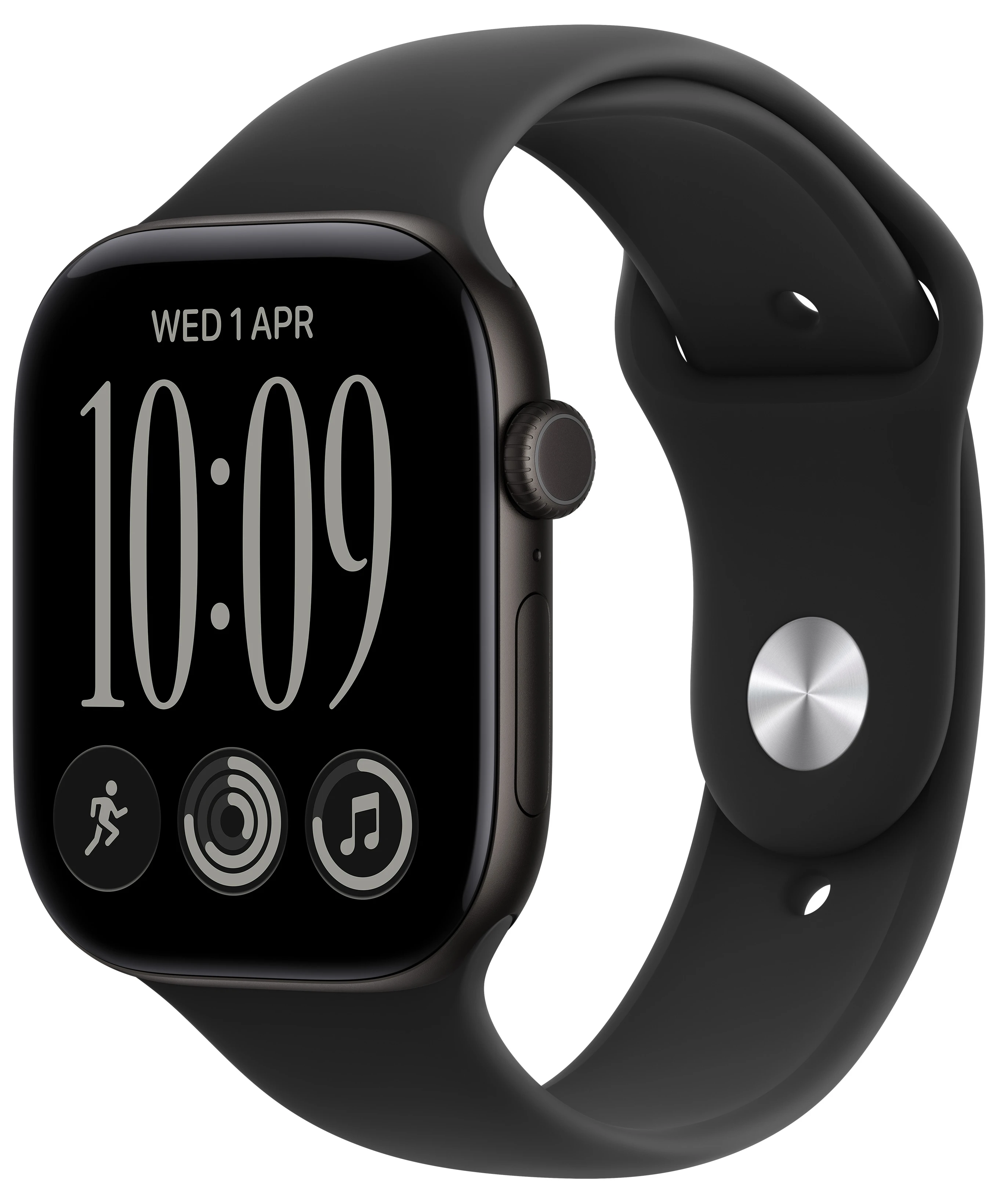 Смарт-часы Apple Watch Series 12 GPS 46mm Black Aluminium Case with Black Sport Band - M/L
