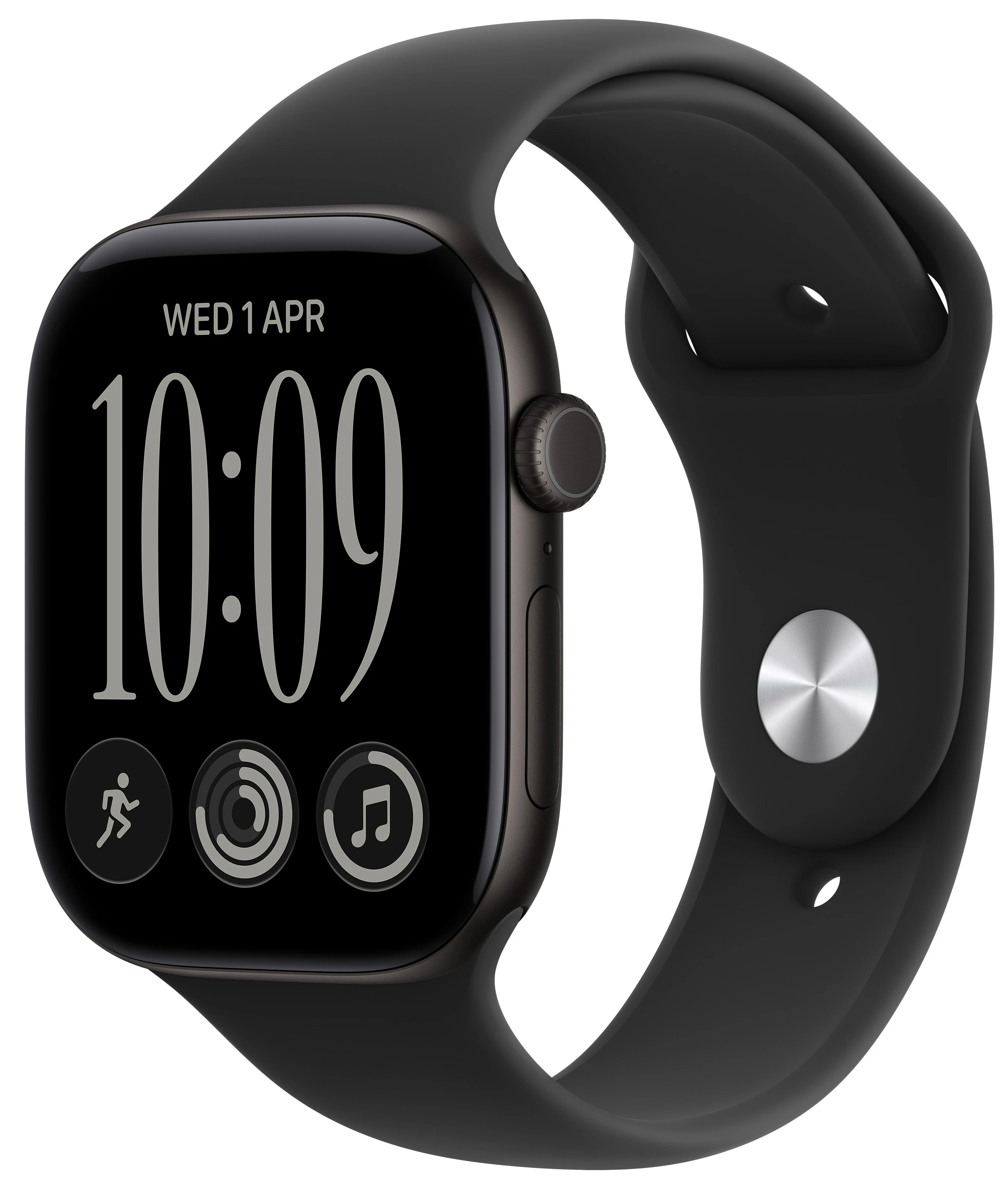 Смарт-годинник Apple Watch Series 12 GPS + eSIM 42mm Black Aluminium Case with Black Sport Band - S/M