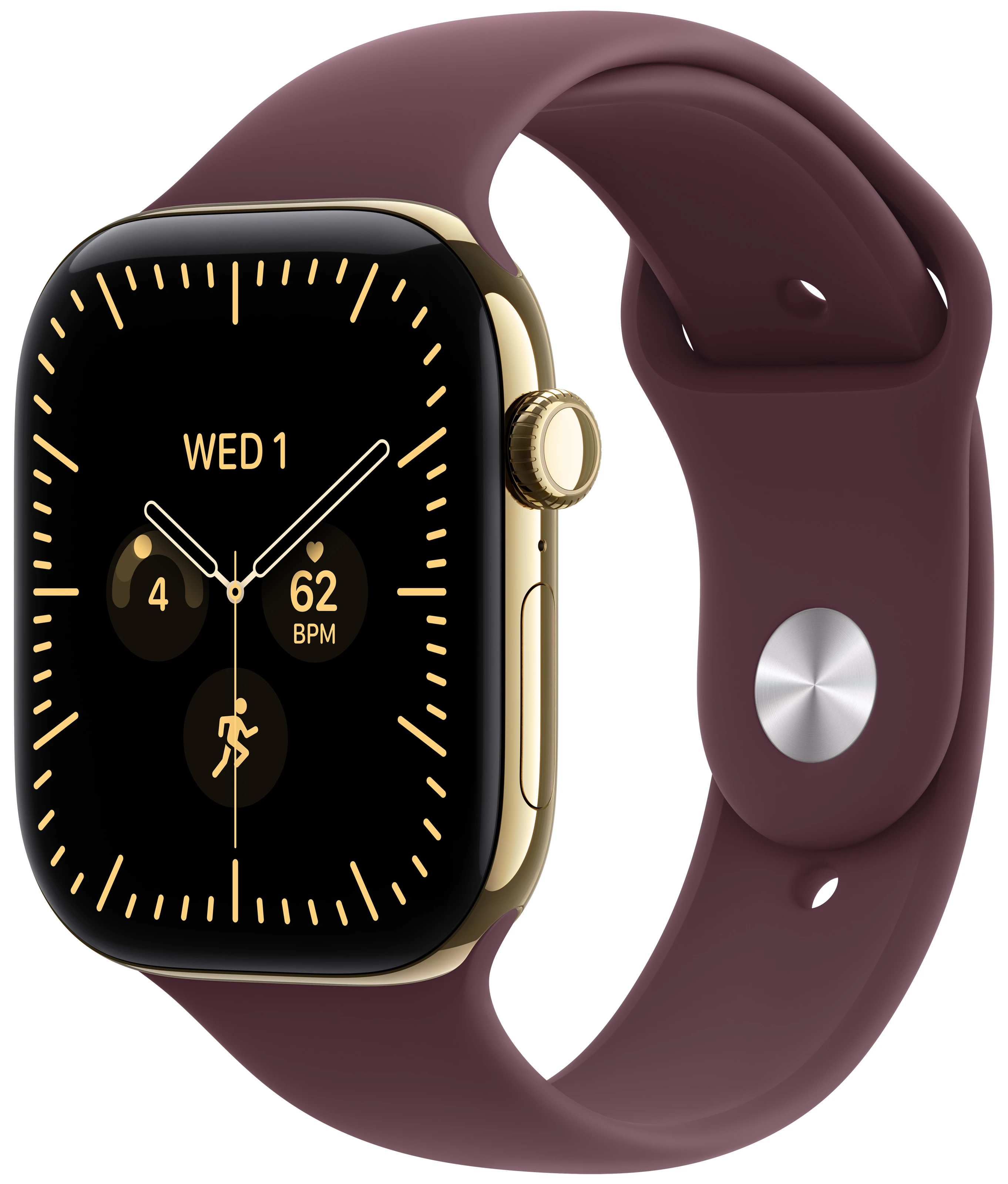 Смарт-часы Apple Watch Series 12 GPS + eSIM 46mm Radiant Gold Titanium Case with Burgundy Sport Band - S/M