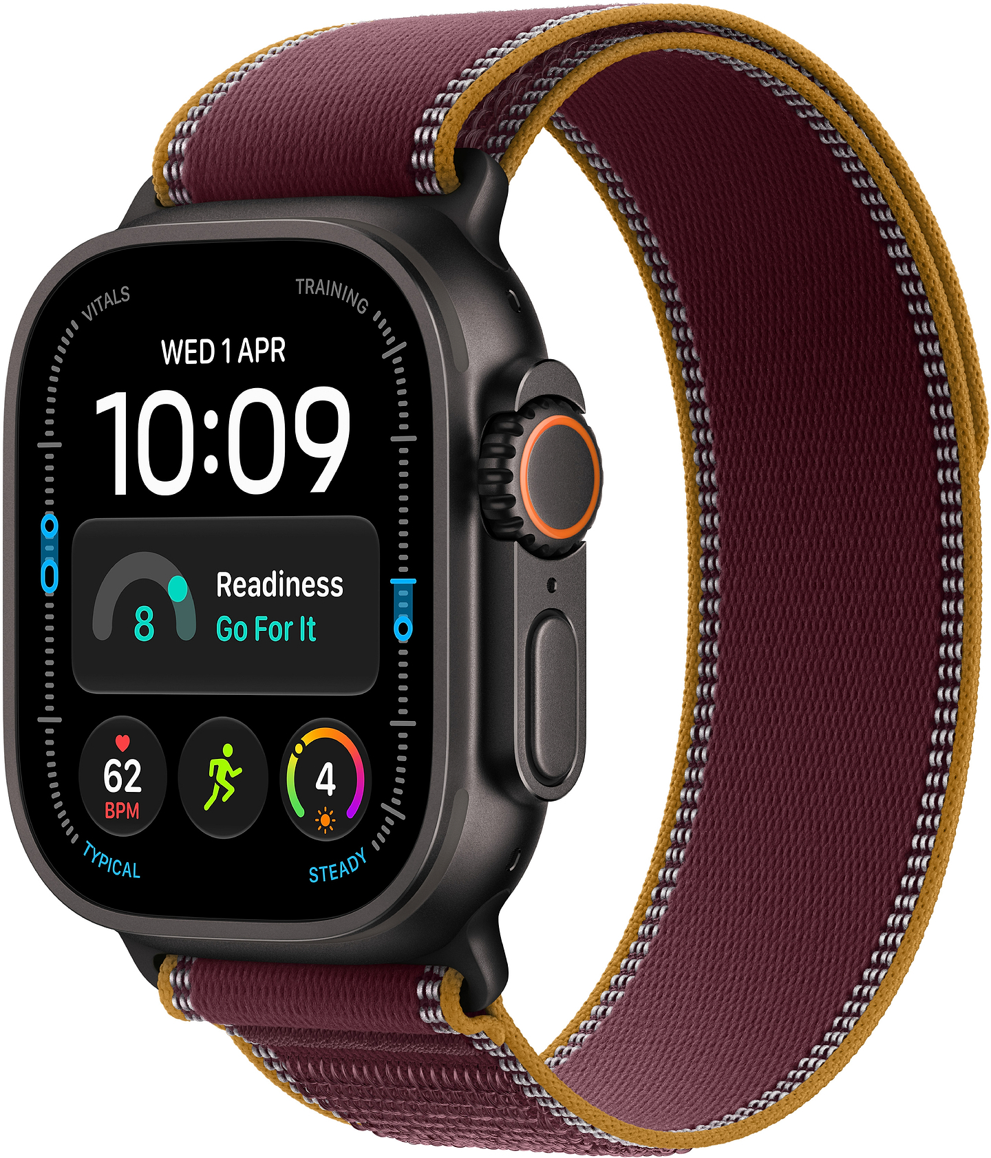 Смарт-годинник Apple Watch Ultra 4 GPS + eSIM 49mm Black Titanium Case with Burgundy Trail Loop - M/L