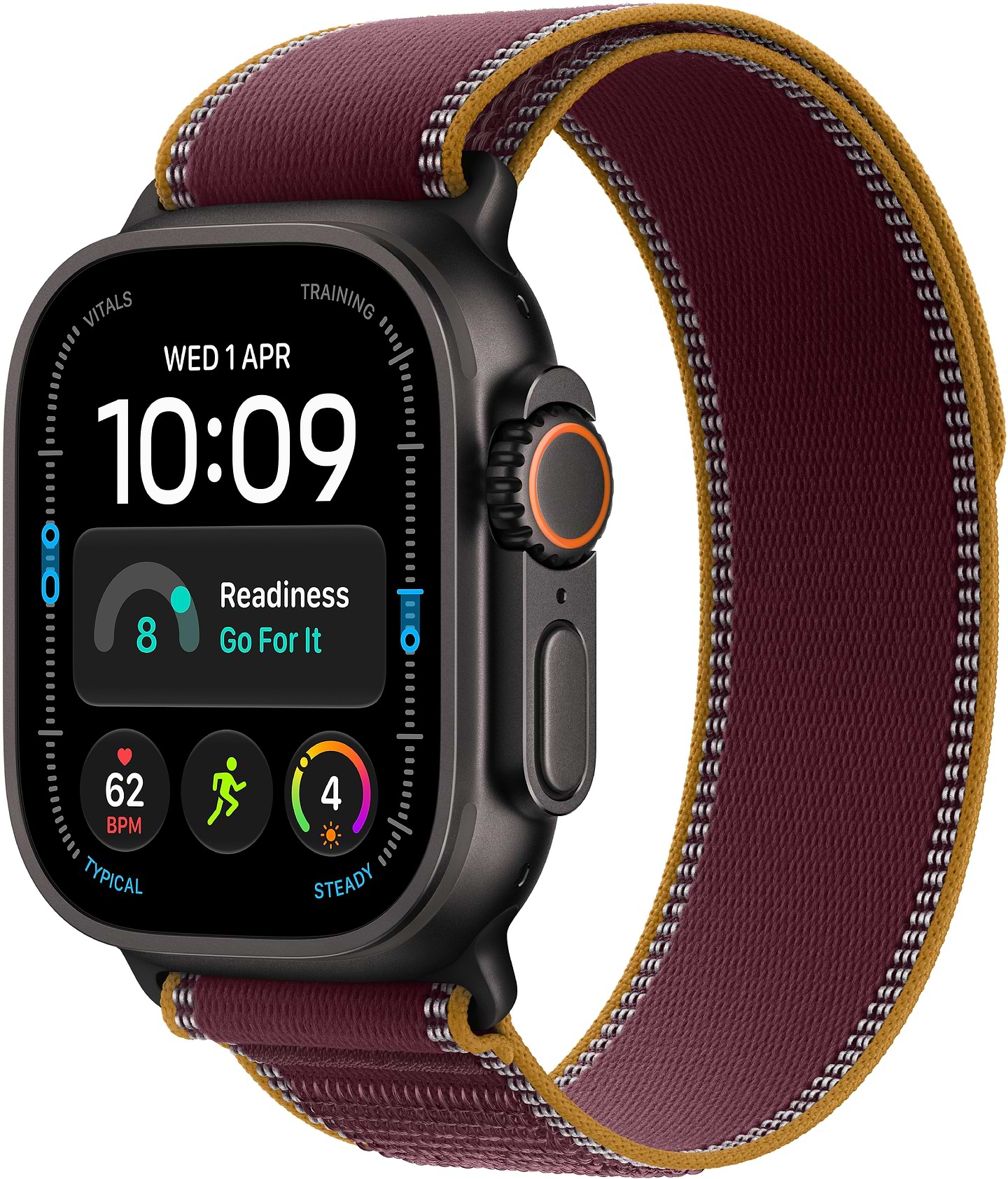 Смарт-годинник Apple Watch Ultra 4 GPS + eSIM 49mm Black Titanium Case with Burgundy Trail Loop - S/M