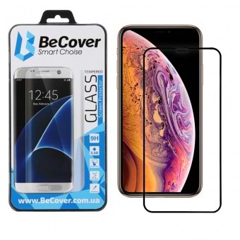 Захисне скло для смартфону BeCover Apple iPhone X/XS Black (702622) - Фото 1