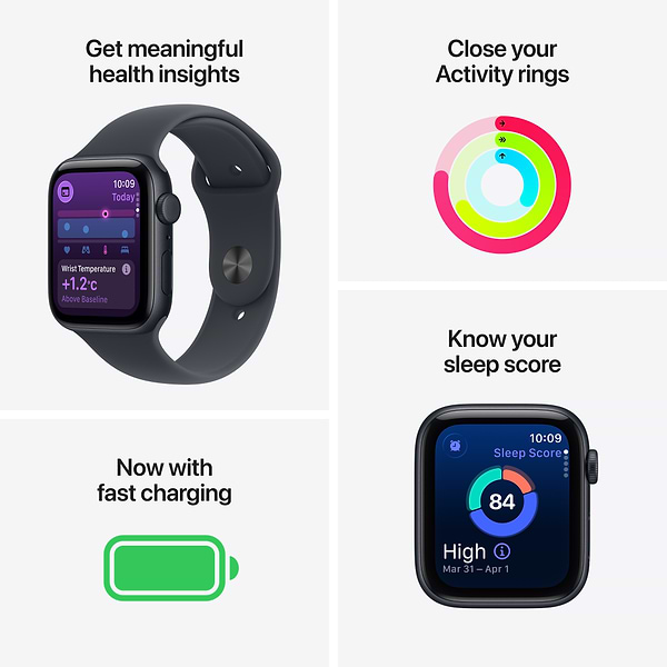 Фото - Смарт-годинник Apple Watch SE 3 GPS + eSIM 40mm Midnight Aluminium Case with Midnight Sport Band - M/L