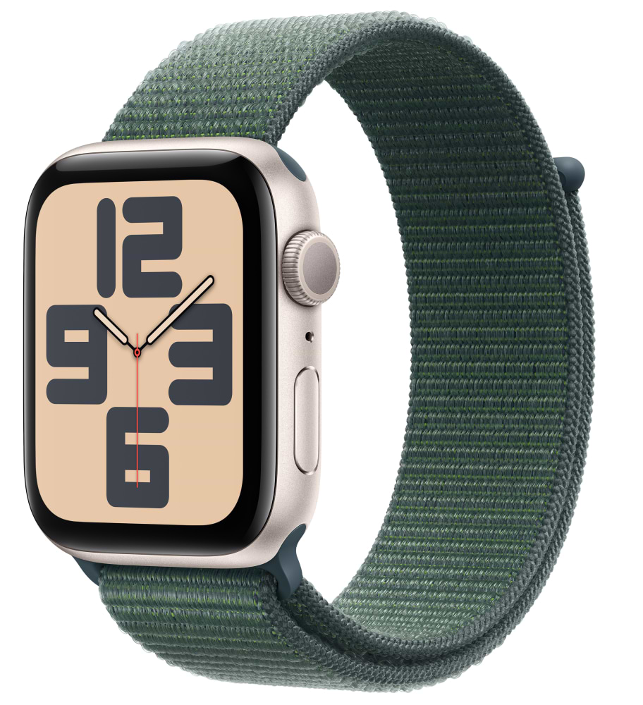 Смарт-часы Apple Watch SE GPS 44mm Starlight Aluminium Case with Lake Green Sport Loop - Фото 1