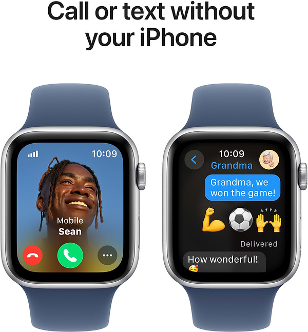 Фото - Смарт-годинник Apple Watch SE GPS + eSIM 44mm Silver Aluminium Case with Denim Sport Band - M/L