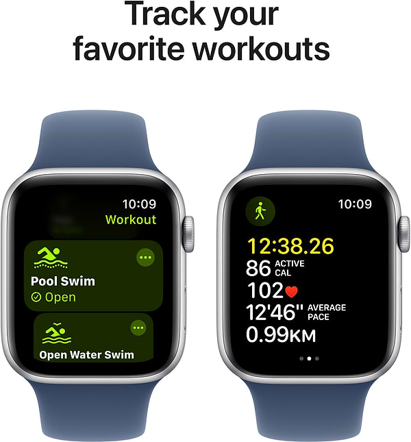 Фото - Смарт-годинник Apple Watch SE GPS + eSIM 44mm Silver Aluminium Case with Denim Sport Band - M/L