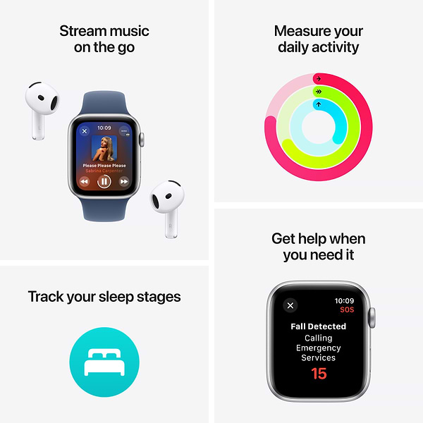 Фото - Смарт-годинник Apple Watch SE GPS + eSIM 44mm Starlight Aluminium Case with Starlight Sport Band - M/L