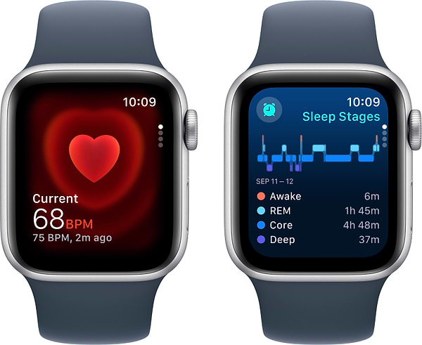 Фото - Смарт-годинник Apple Watch SE GPS 40mm Silver Aluminium Case with Storm Blue Sport Band - M/L