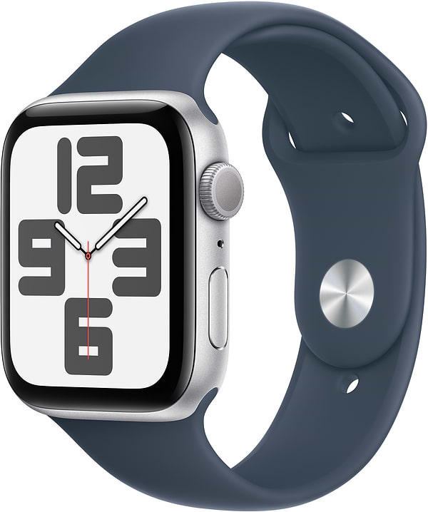 Фото - Смарт-годинник Apple Watch SE GPS 44mm Silver Aluminium Case with Storm Blue Sport Band - M/L