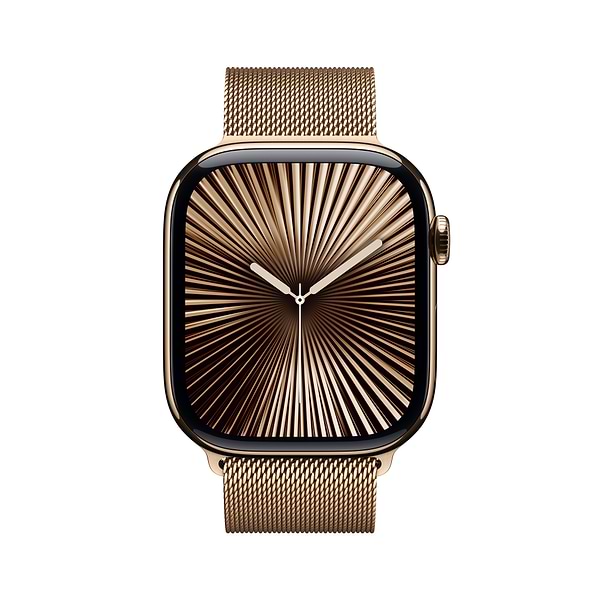 Фото - Смарт-годинник Apple Watch Series 10 GPS + eSIM 42mm Gold Titanium Case with Gold Milanese Loop