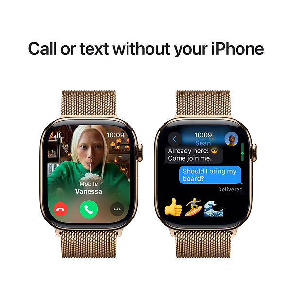 Фото - Смарт-годинник Apple Watch Series 10 GPS + eSIM 42mm Gold Titanium Case with Gold Milanese Loop