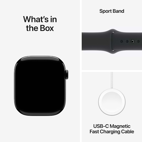 Фото - Смарт-годинник Apple Watch Series 10 GPS + eSIM 42mm Jet Black Aluminium Case with Black Sport Band - S/M