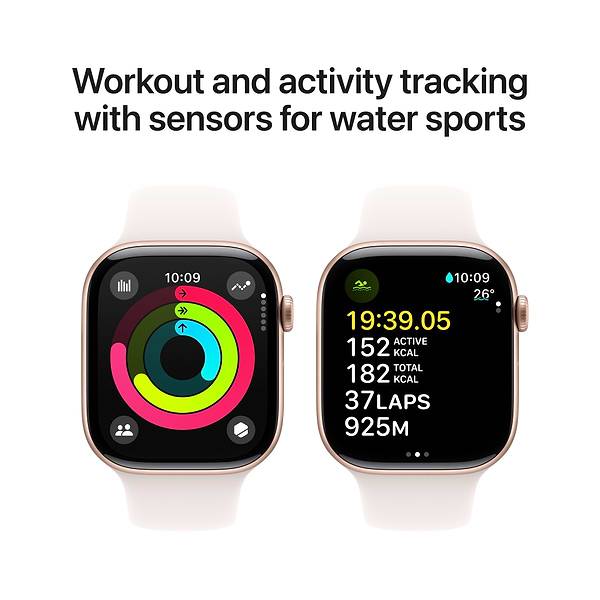 Фото - Смарт-годинник Apple Watch Series 10 GPS + eSIM 42mm Rose Gold Aluminium Case with Light Blush Sport Band - S/M