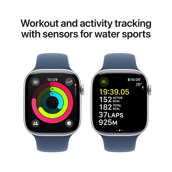 Фото - Смарт-годинник Apple Watch Series 10 GPS + eSIM 42mm Silver Aluminium Case with Denim Sport Band - S/M