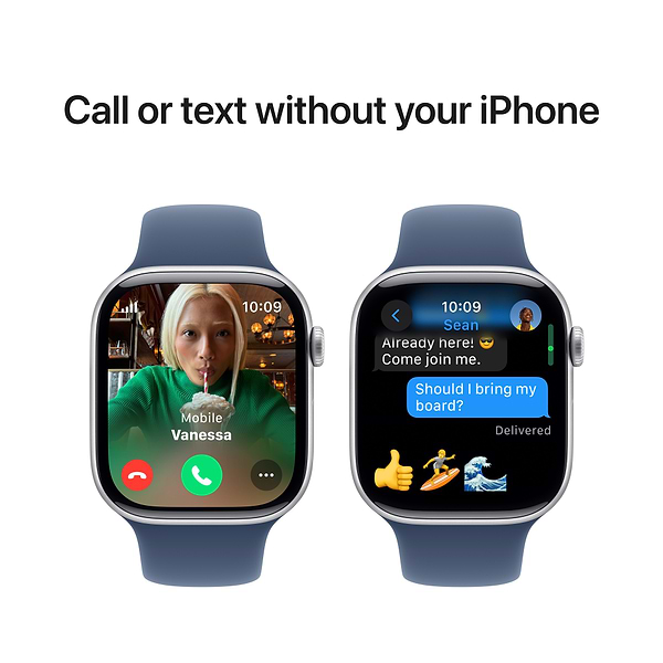 Фото - Смарт-годинник Apple Watch Series 10 GPS + eSIM 42mm Silver Aluminium Case with Denim Sport Band - S/M