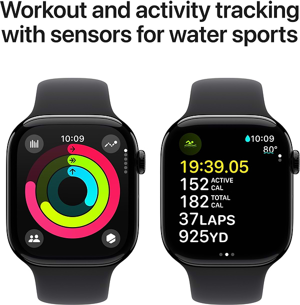 Фото - Уценка - Смарт-часы Apple Watch Series 10 GPS 46mm Jet Black Aluminium Case with Black Sport Band - M/L