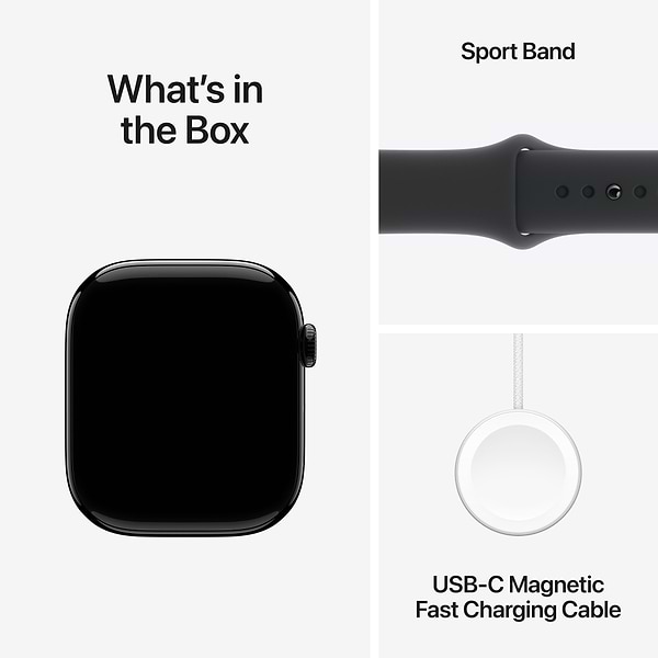 Фото - Уценка - Смарт-часы Apple Watch Series 10 GPS 46mm Jet Black Aluminium Case with Black Sport Band - M/L